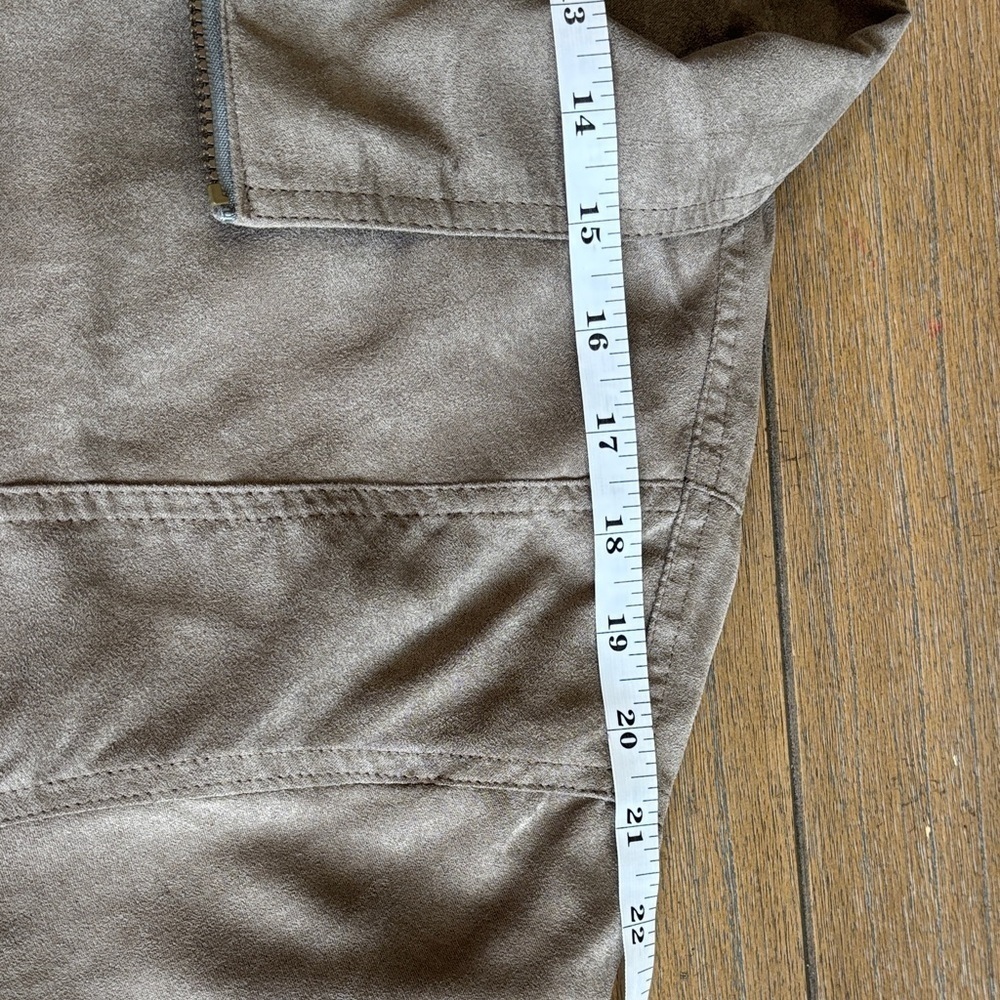 Vintage 90s Norm Thompson Faux Suede Bomber Jacket - Taupe - Size XL - Picture 8 of 11